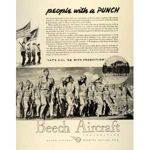  1942 Ad Beech Aircraft World War II Airport Wichita Kansas 