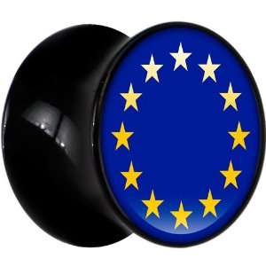  8mm Black Acrylic European Union Flag Saddle Plug Jewelry
