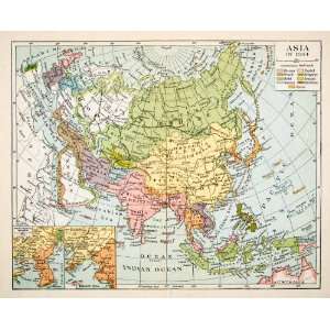 1936 Print Map Asia Russian Empire China Japan Tibet Arabia British 