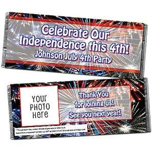  Patriotic Fireworks Personalized Photo Candy Bar Wrappers 