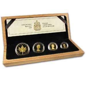  1989 4 Coin Gold Canadian Maple Leaf Set (10th Ann) w/Box 