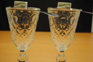   La Rochere Lyonnais Absinthe French Glasses w/ Spoons & Sugar Cubes