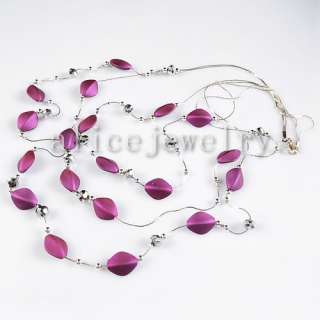 Purple Acrylic 3 Rows Necklace 26 GN249  