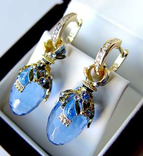 SALEGORGEOUS MADE OF STERLING SILVER 925 EARRINGS with BLUE TOPAZ and 