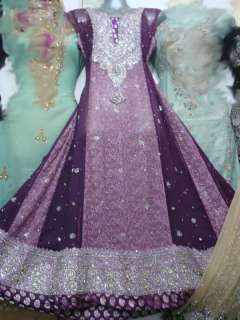 Pakistani Designer Bridal Salwar Kameez Anarkali Purple  