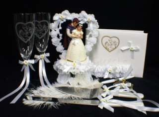 Disney SNOW WHITE Wedding Cake Topper lot Glasses Knife  