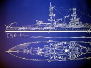 US Navy WW2 Battleship USS Oklahoma Blueprint Plan old style blue 24 