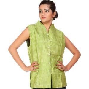  Green Layered Reversible Waistcoat from Ranthambore   Pure 