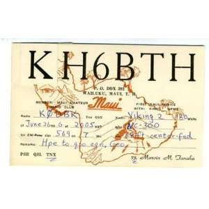  Wailuku Maui Territory of Hawaii KH6BTH QSL Card 1956 