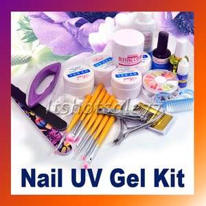 UV Gel Acrylic Nail Art Builder Kit Set Brush Nourishment French Tip 
