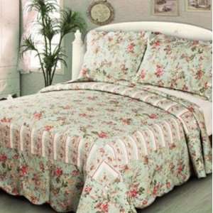 Green Countryside Luxury Style 3 Piece Patchwork Premium Quilt Bedding 