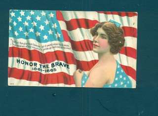 B9720 American Flag postcard, Woman and Poem  
