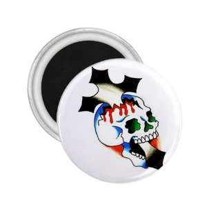 Tattoo Cross Skull Art Fridge Souvenir Magnet 2.25 