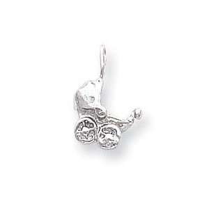 Baby Carriage Charm in 14k White Gold Jewelry