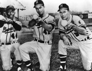 Hank Aaron, Eddie Matthews, Joe Adcock 1957 Braves 8x10  