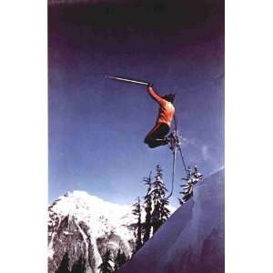  Vintage Ski Poster   Hot Dog Skier