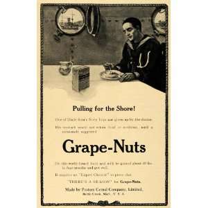 1908 Ad Uncle Sams Navy Boy Grape Nuts Postum Cereal   Original Print 