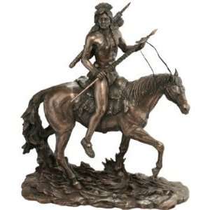  Xoticbrands American Indian Warrior Statue Sculpture 
