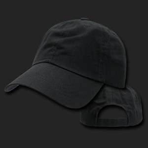 Black Blank Plain Solid Washed Cotton Polo Style Baseball Ball Cap 