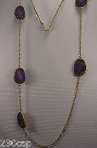 Single strand necklace adorned with Drusy stones Purple or Green avail 