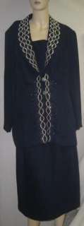   TAYLORS NAVY LONG SKIRT W/JACKET ADORNED W/SILVER & BEADS CRUISE 16W