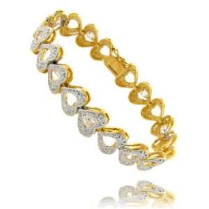  18kt Over Sterling Silver CZ Heart Bracelet Jewelry
