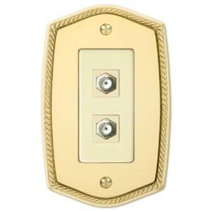  English Rope Solid Brass   2 Cable TV Wallplate