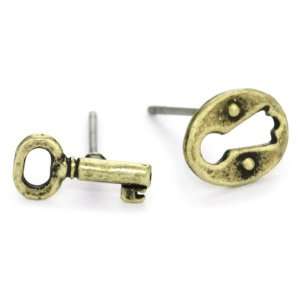    French Connection Free Spirit Lock Key Stud Earrings Jewelry