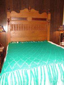 Green Handmade Handcrafted Crochet Afghan Throw Blanket  
