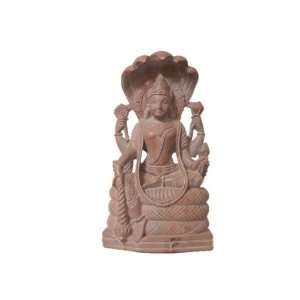   Seated on 5 Headed Serpent Ananta Stone Statue 4 Inch