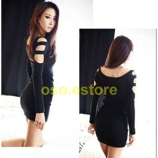 Glam Sexy Close Fitting Silk Wad Long Sleeve Off Shoulder Clubbing 
