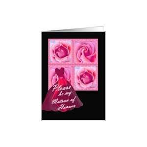  Be My Matron of Honour   Pink Gown and Roses Card Health 