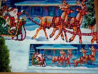   Lighted Holographic Santa Sleigh W4 deer   Option Local Pick up MA