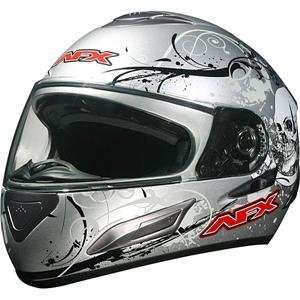  AFX FX 100 Skull Helmet   2X Large/Silver Skull 
