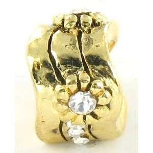  Quiges Beads Charms Gold Plated Charm Bead with CZ for 