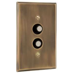  Solid Brass Single Push Button Plate   Antique Brass