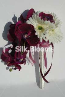 Stunning Teardrop Ivory & Aubergine Designer Bridesmaid Bouquet  