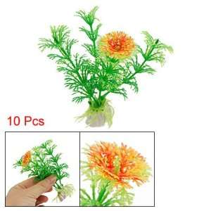  Como Aquarium 10 Pcs Plastic Orangered Flower Green Plants 
