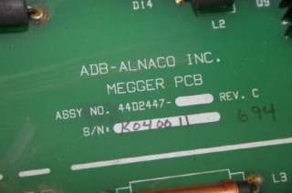 ADB ALNACO MEGGER PCB BOARD 44D2447 REV. C   7000VOLTS  