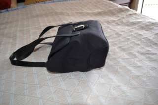 Auth Ferragamo Black Canvas Shoulder Bag Handbag Tote Hobo Large 