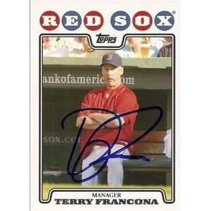  Terry Francona Signed Boston Red Sox 2008 Topps Card 