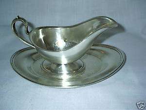 Academy silver on copper vnt gravy server w/tray  