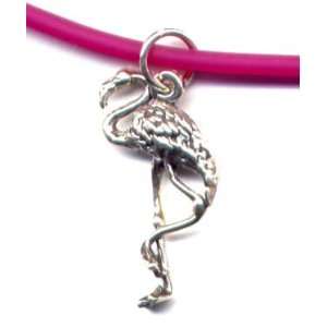  11 Fuschia Flamingo Ankle Bracelet Sterling Silver 