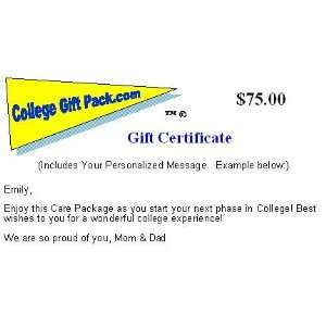  $75 College Gift Certificate  Items College Students Need 