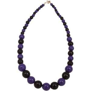 Purple Black Ascending Wooden Bead Necklace Sports 
