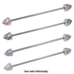  Industrial Barbell Surgical Steel Cone Shape with Jewels 