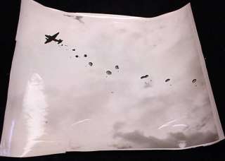 WWII Photo Plane Dropping Soldiers Parachutes Military  