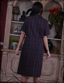 Vintage 40s 50s Perfect Plaid Button Up Day Dress  