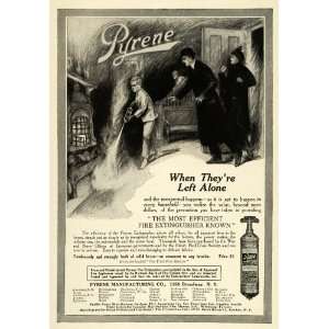 1915 Ad Pyrene Fire Extinguisher Antique Fire Safety Prevention 