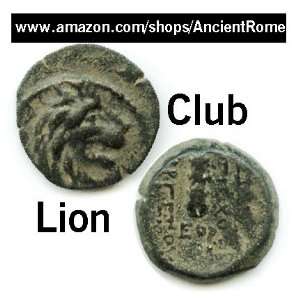  129 BC. LION ROARING. CLUB. ANTIOCHUS. CHOICE RARE GREEK 